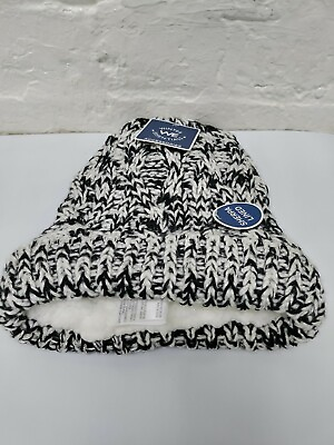 #ad Knit Beanie Women#x27;s One Size Sherpa Lined Black Silver White Winter Headwear $8.69