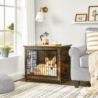 FEANDREA Wooden Dog Crate Indoor Pet Crate End Table Dog Furniture UPFC001X01 $149.99