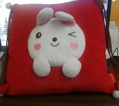 #ad FROTTIS CUTE PLUSH RED amp; WHITE STUFFED PILLOW 14quot; x 14quot; VALENTINE GIFT $18.95