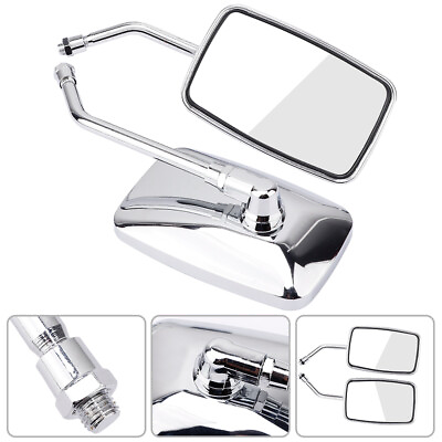 #ad 2Pcs Motorcycle Mirrors Chrome Rear View Side Mirrors $27.99