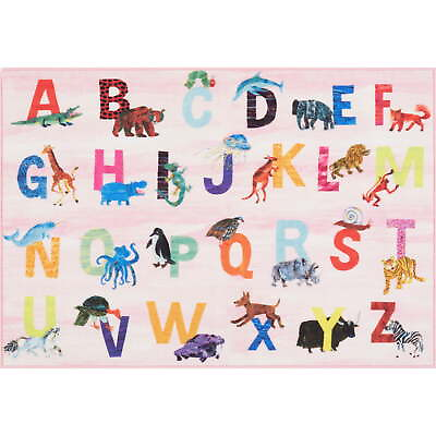#ad Elementary Pink Alphabet Kids Area Rug Pink Blue 35quot;x51quot; Rectangle $30.99