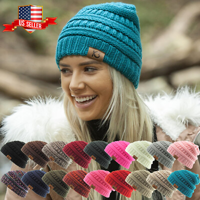 #ad New Knit Slouchy Beanie Oversize Thick Cap Hat Unisex Womens Winter Ski $12.95