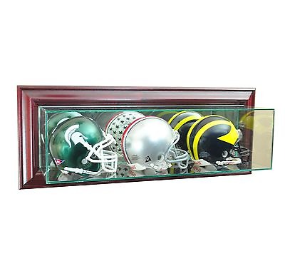 #ad New Wall Mounted Triple Mini Helmet Glass Display Case UV FREE SHIPPING 3 Colors $104.48