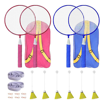 #ad Badminton Trainer Single Play Rebound Shuttlecocks Racquet Sports Set for Kids $41.49