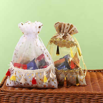 #ad 10PCS Gift Bags Jewelry Pouch Wedding Candy Package Wholesale Drawstring Pouches $10.97