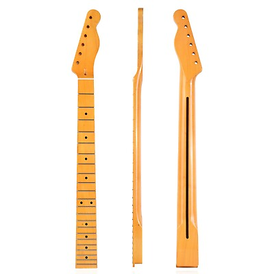 #ad Yellow 22 Frets Electric Guitar Neck Canada Maple For Fender Tele Replacement $45.99