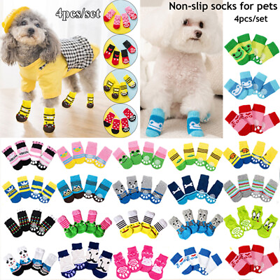 #ad 4PCS Dog Anti Slip Socks Cute Puppy Soft Dog Socks Cat Knits Pet Supplies✔ $1.81