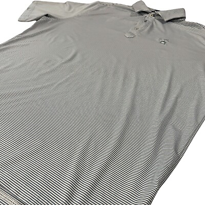 #ad Stitch Men#x27;s Golf Polo Shirt Size Large Stripe Heather White Gray $19.99