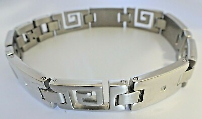 #ad Men#x27;s Brushed and Polished Stainless Steel Link Diamond Bracelet 8.50 Inches $20.32