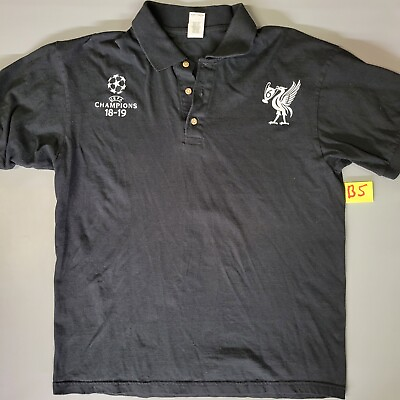 #ad UEFA Champions League Black Polo Shirt LARGE Soccer Football Jersey $15.95