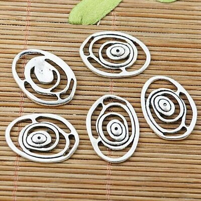 #ad 10pcs Tibetan silver color swirl crafted oval eye design EF2018 $1.80