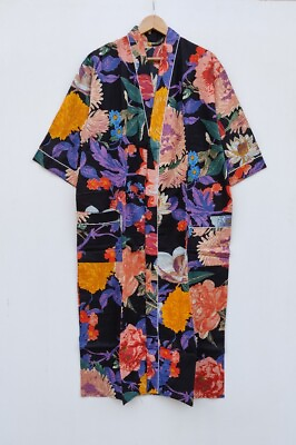 #ad Free Size Women Kimono Robe Night Dress House Robe Cotton Lingerie Sleepwear $36.49