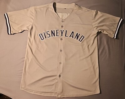 #ad Disneyland 55 Baseball Jersey Shirt Adult Men XL Mickey Mouse Gray Cueto $24.69