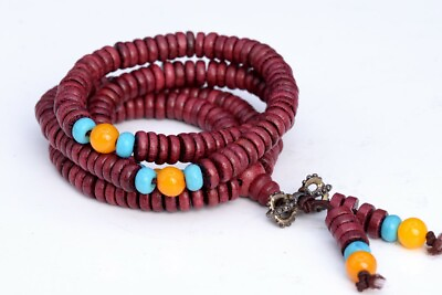#ad 6x3MM 108 Pcs Purple Sandalwood Mala Beads Natural Wood Rondelle Beads 21quot; $7.30