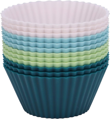 #ad SAWNZC Silicone Baking Cups Reusable Muffin Liners Cupcake Molds set of 12 Sta $10.12