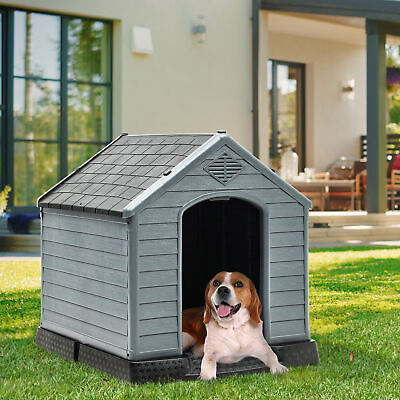 Large Plastic Dog House Outdoor Indoor Doghouse Puppy ShelterSturdy Dog Kennel $80.74