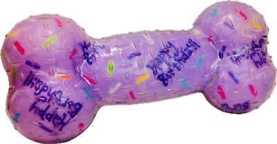 #ad Frisco Birthday TPR Fetch Bone Squeaky Dog Toy $14.70