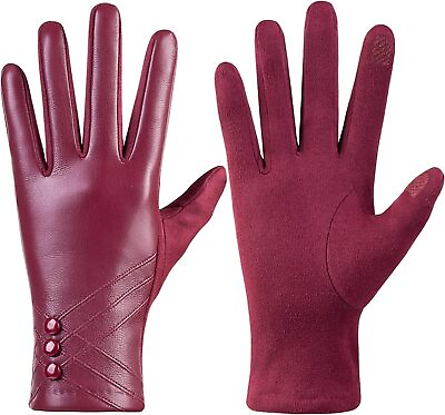 #ad Women#x27;s Touchscreen Leather Gloves Warm Lined S M $11.86
