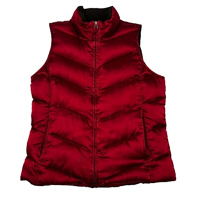 #ad Eddie Bauer Goose Down Vest Red Puffer Puffy Jacket Womens Medium $19.99