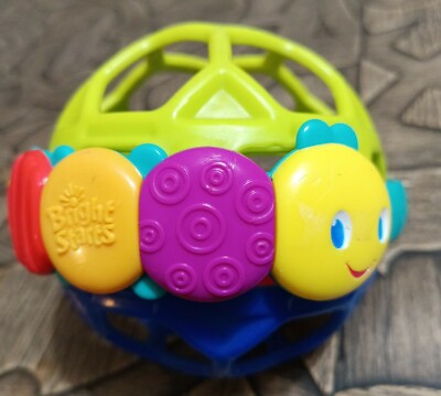 #ad Bright Starts Oball Blue Green with Ball ROLLIN#x27; Rattle Ball Infant Toy Cute $11.99