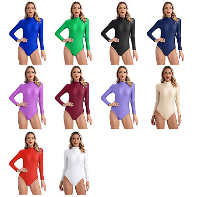 #ad Women Solid Color Bodysuit Ballet Dance Leotard Sports Workout Jumpsuit Unitard $14.71