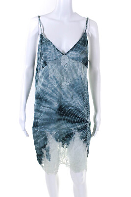 #ad Intimately Free People Womens Tie Dye Lace Trim Mini Slip Dress Blue Size XL $40.81