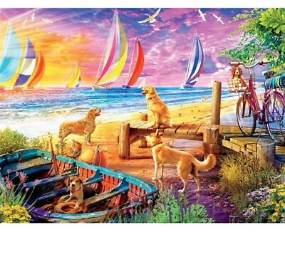 Diamond Painting DIY Dogs And Beach Lovely Scenery Design House Wall Decorations $52.69