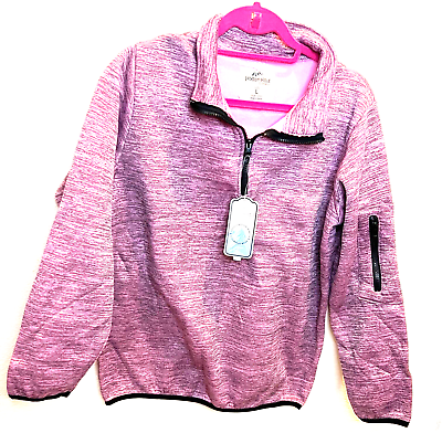 #ad Jackson Hole Sweatshirt Woman#x27;s Large 1 4 Zip Space Dye Pink Sleeve Pocket New $9.98