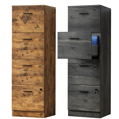 #ad Vertical File Cabinet 4 Drawer Filing Cabinet Office Storage Organizer w Lock $99.99