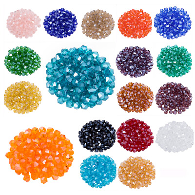 #ad 1800pcs Crystal Glass Loose Bicone Beads Jewelry Making Parts 4mm DIY Craft $12.21
