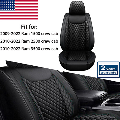 #ad Full Set Car For 2009 2022 Dodge Seat Cover Leather Ram 1500 2009 22 2500 Black $131.99