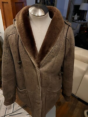 #ad Beautiful Genuine Shearling Leather Coat Jacket $250.00