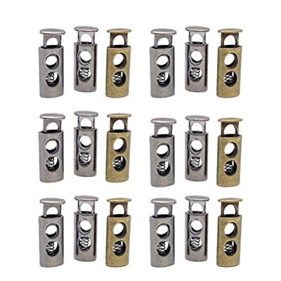 #ad Metal Toggles 18 Pcs Alloy Toggle Stoppers Metal Double Hole Spring Elastic A... $12.68