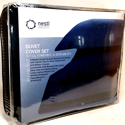 #ad NESTL Bedding Company Duvet Cover Set with Pillow Shams Full Size Black $19.99
