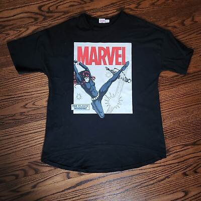 #ad Marvel The Black Widow Comic Shirt Black 100% Cotton Flawless $28.00