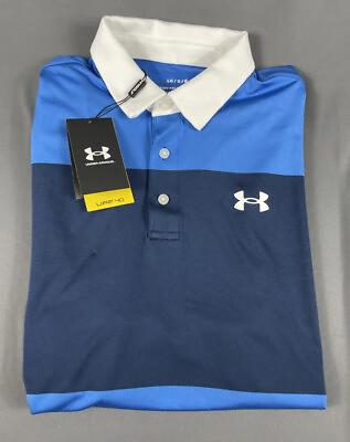 #ad Under Armour Golf Shirt Polo The Playoff Large Blue Colorblock NWT MSRP $65 $33.32