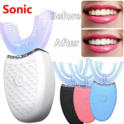 #ad 360° Electric Sonic Ultrasonic Toothbrush BEST U Shaped Wireless Automatic Teeth $23.99