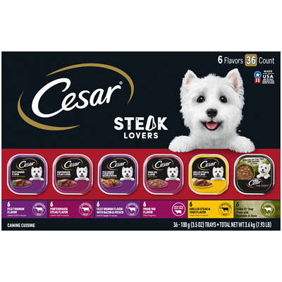 #ad CESAR Steak Lovers Wet Dog Food Toppers Variety Pack 36 Pack 3.5 oz. Trays $39.99