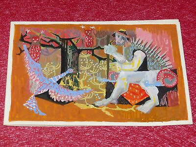 #ad Art 20th Gouache Original Project Tapestry Dlg JEAN LURCAT 1953 Bird amp; Man $1457.00
