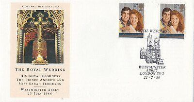 #ad 43340 GB FDC Prince Andrew Fergie Royal Wedding Westminster Abbey 1986 GBP 1.61