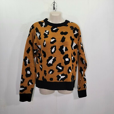 #ad Amp Women#x27;s Leopard Print Sweater Medium Brown Black Pull over $18.70