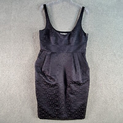 #ad SCANLAN amp; THEODORE Dress Womens 12 Black Sheath Party Cocktail Wool Silk Pleated AU $149.99