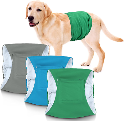 #ad Washable Belly Bands for Male DogsPack of 3 Premium Male Dog Diapers Reusab... $30.99