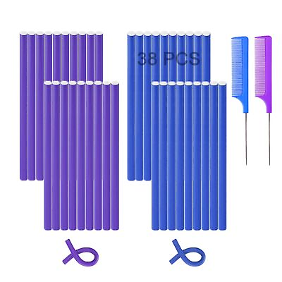#ad 38 Pcs Flexible Curling Rods Twist Foam Hair Rollers with 2 Pintail Comb $15.25