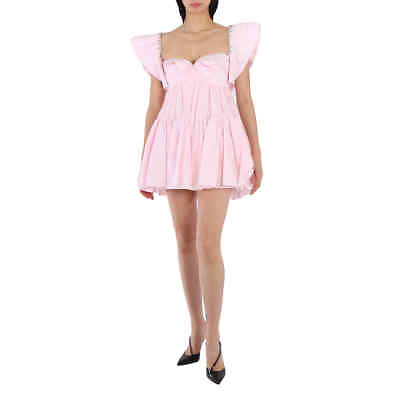 #ad Area Ladies Pink Crystal Trim Poplin Mini Dress Brand Size 2 $267.61