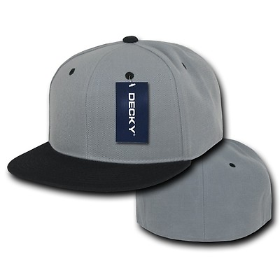 #ad Gray amp; Black Fitted Flat Bill Plain Solid Blank Baseball Ball Cap Caps Hat Hats $16.95