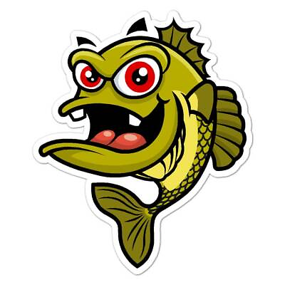 #ad Cartoon Fish Bass Walleye Vinyl Decal Sticker Indoor Outdoor 3 Sizes #8077 $23.95