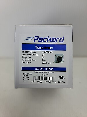 #ad Packard PF42420 Transformer 120 208 240V Primary 24V Sec 20 VA $20.00