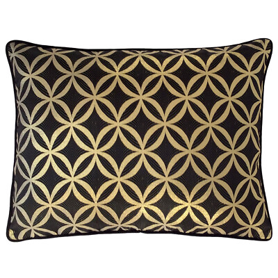 #ad Satin Circle Lattice Pattern Black Gold 20quot;x26quot; Standard Size Pillow Cover Sham $24.09