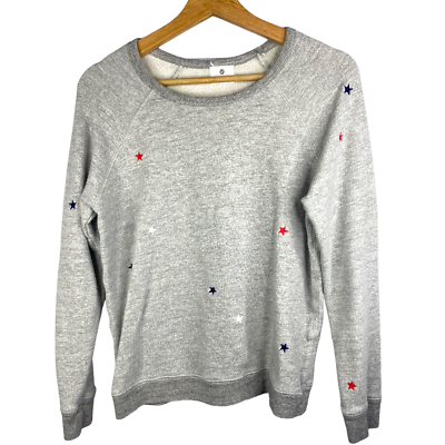 #ad Anthropology Sundry Womens Crew Neck Red White Blue Star Sweatshirt size Small 1 $17.95